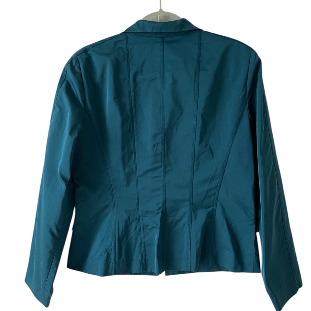 Lafayette 148 NY Nala Teal Zip Front Career Blazer Jacket Travel Size 12 - Picture 10 of 16